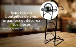 Range-bouteilles en acier Compactor noir 4 compartiments