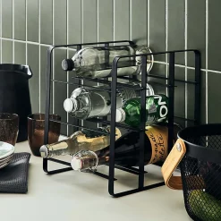 Range-bouteilles en métal noir 9 compartiments Box & Beyond