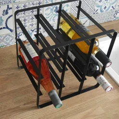 Range-bouteilles en métal noir 9 compartiments Box & Beyond