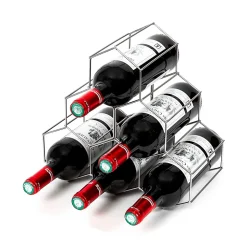 Range-bouteilles métal argent, 6 compartiments