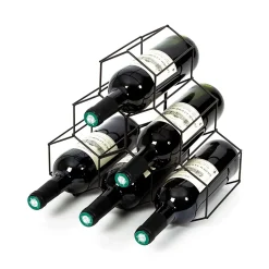 Range-bouteilles métal noir, 6 compartiments