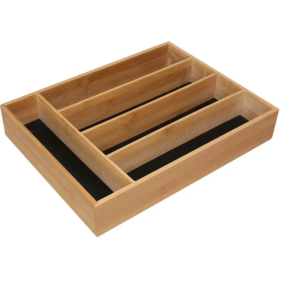 Range-couverts avec 5 compartiments en bambou naturel 29 x 38 x 6,5 cm