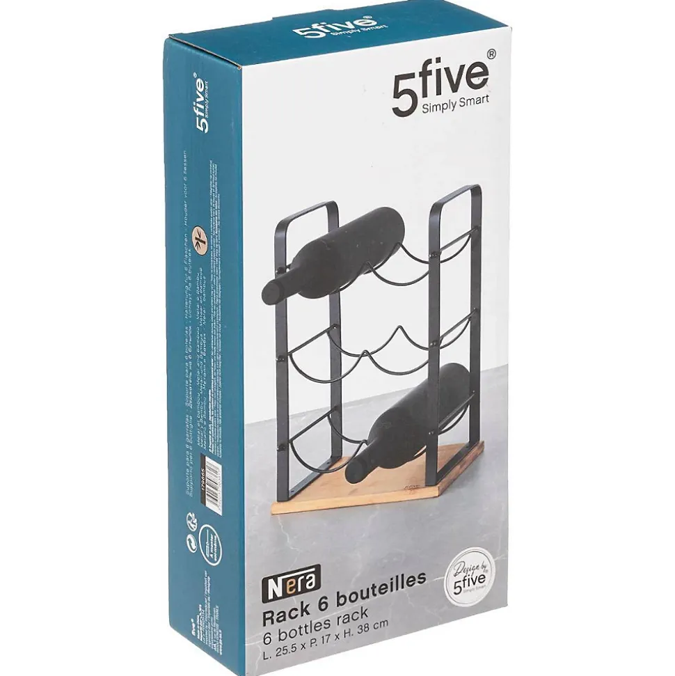 Rangement 6 bouteilles métal bambou Nera - 5Five