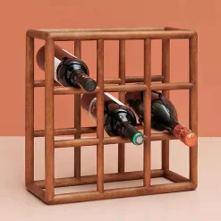 Rangement bouteilles 9 compartiments bois Jakarta 37x16x37cm