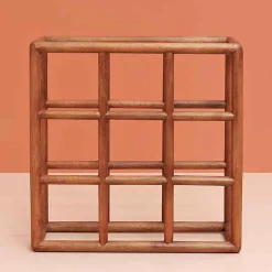 Rangement bouteilles 9 compartiments bois Jakarta 37x16x37cm