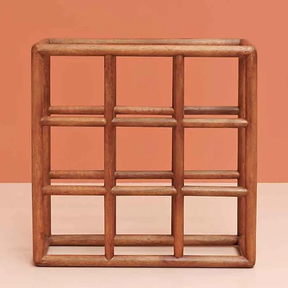 Rangement bouteilles 9 compartiments bois Jakarta 37x16x37cm