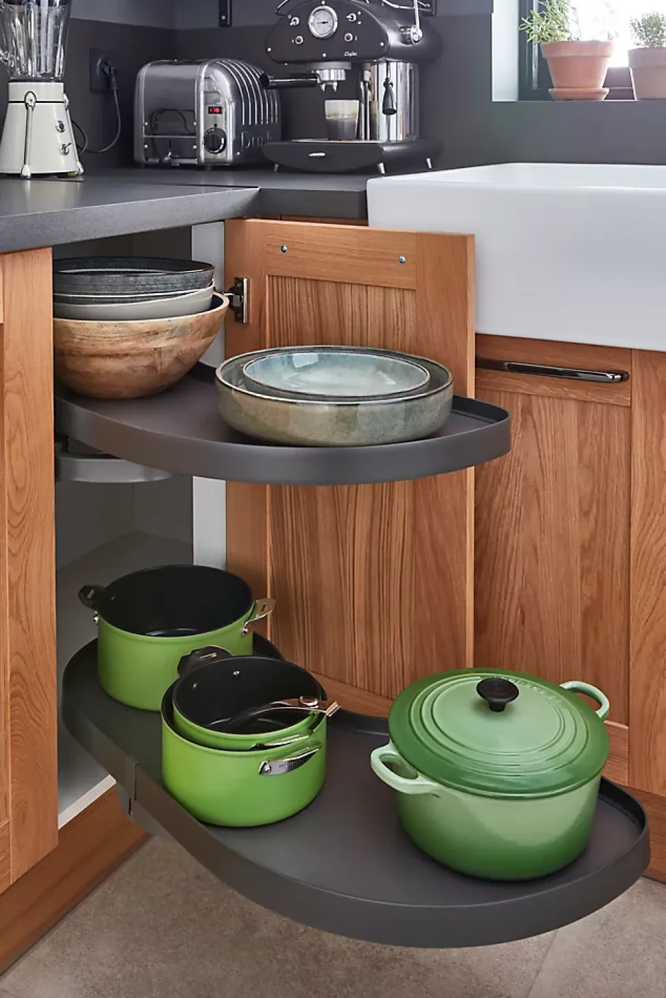 Rangement coulissant d'angle pour meuble de cuisine GoodHome Pebre 80 cm, droite