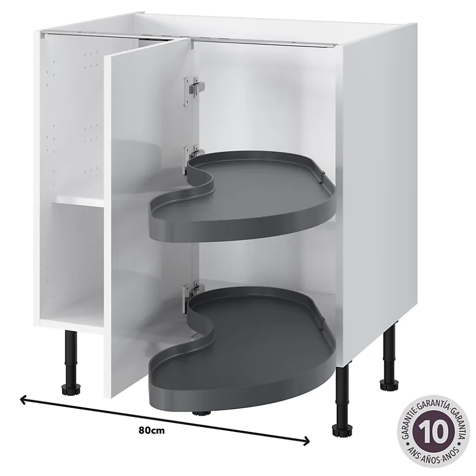 Rangement coulissant d'angle pour meuble de cuisine GoodHome Pebre 80 cm, droite