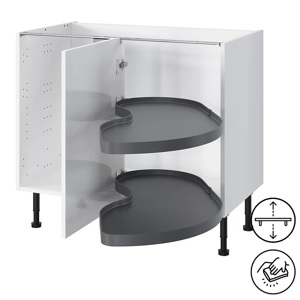 Rangement coulissant d'angle pour meuble de cuisine GoodHome Pebre 100 cm, droite