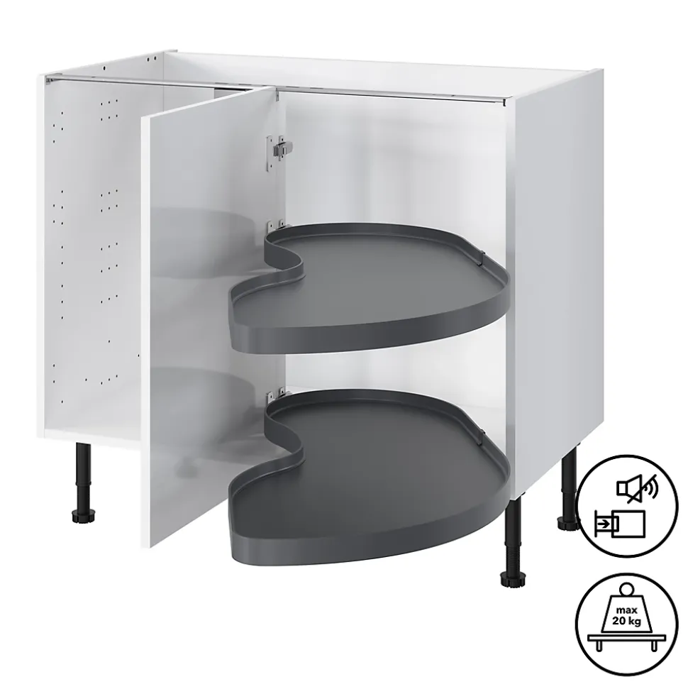 Rangement coulissant d'angle pour meuble de cuisine GoodHome Pebre 100 cm, droite