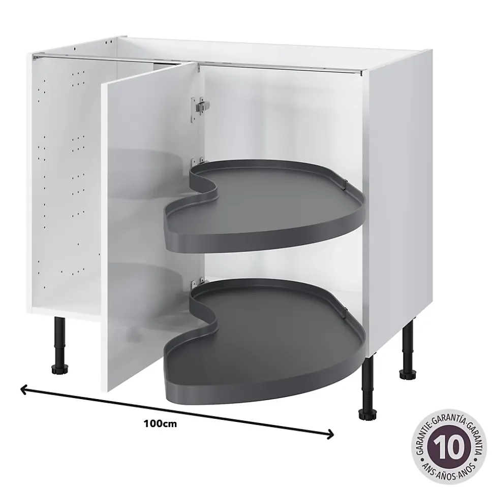 Rangement coulissant d'angle pour meuble de cuisine GoodHome Pebre 100 cm, droite