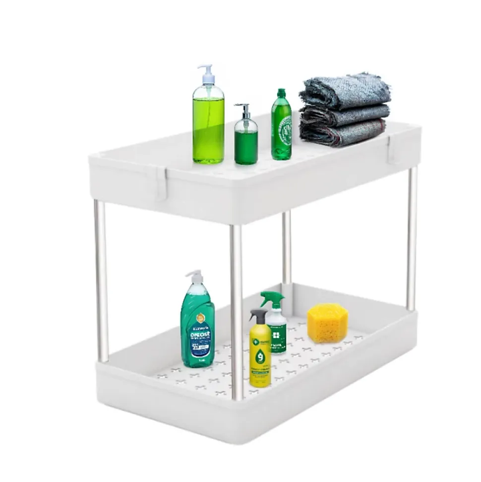 Rangement sous evier- Étagère cuisine - Blanc - 2 niveaux