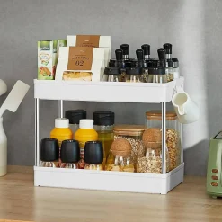 Rangement sous evier- Étagère cuisine - Blanc - 2 niveaux