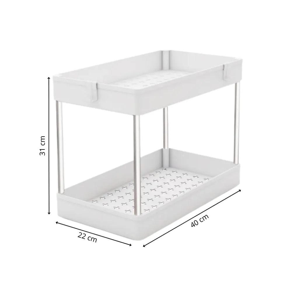 Rangement sous evier- Étagère cuisine - Blanc - 2 niveaux