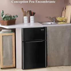 Refrigerateur 90 L Combine Refrigerateur 63L avec Temperature Reglable Congelateur 27L