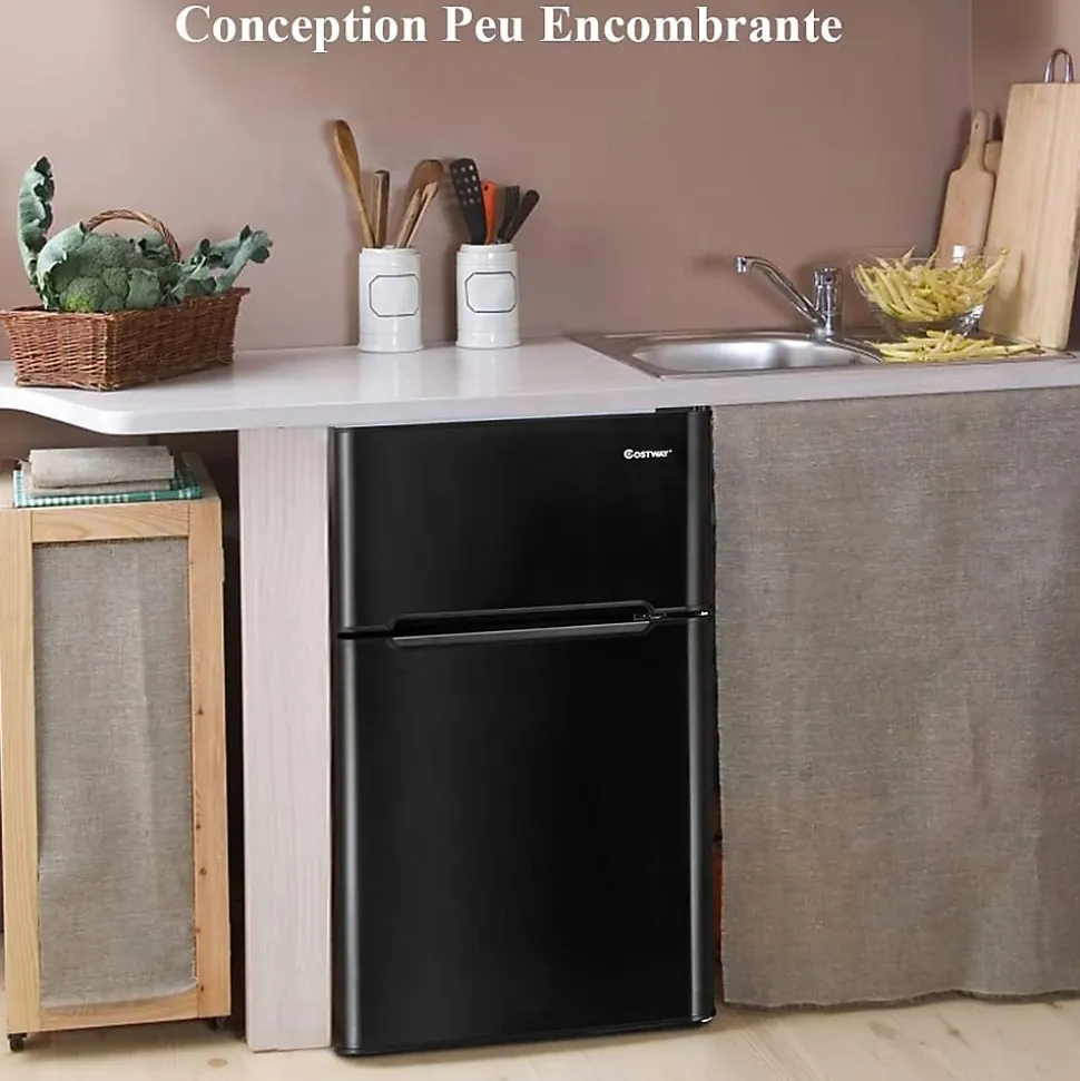 Refrigerateur 90 L Combine Refrigerateur 63L avec Temperature Reglable Congelateur 27L