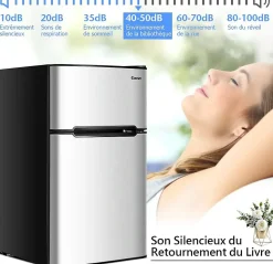 Refrigerateur 90 L Combine Refrigerateur 63L avec Temperature Reglable Congelateur 27L