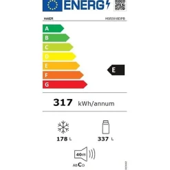 Refrigerateur Americain - Frigo - HAIER - SBS 90 Series 3 HSR3918EIPB - Classe E - 515 L - 180 x 90 x 65,9 cm - Noir