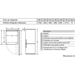 Réfrigérateur - Frigo Combiné BOSCH KGN33NWEB Blanc