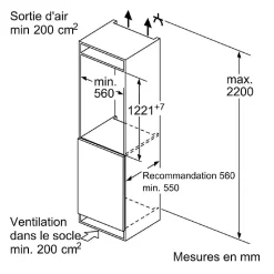 Réfrigérateur 1 porte intégrable à pantographe 187l Siemens KI42LVFE0 iq300