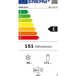 Réfrigérateur 1 porte intégrable à glissières 189l Whirlpool ARG7342FR