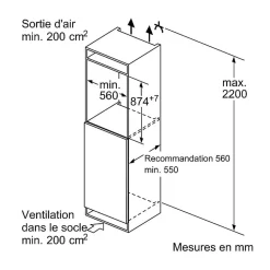 Réfrigérateur 1 porte intégrable à pantographe 136l Siemens KI21RVFE0 iq300