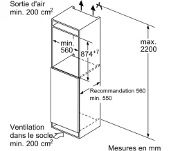 Réfrigérateur 1 porte intégrable à glissières 136l Bosch KIR21NSE0 série 2