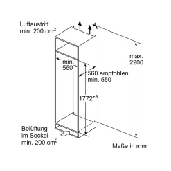 Réfrigérateur 1 porte intégrable à glissières 55cm 280l Bosch KIL82NSE0