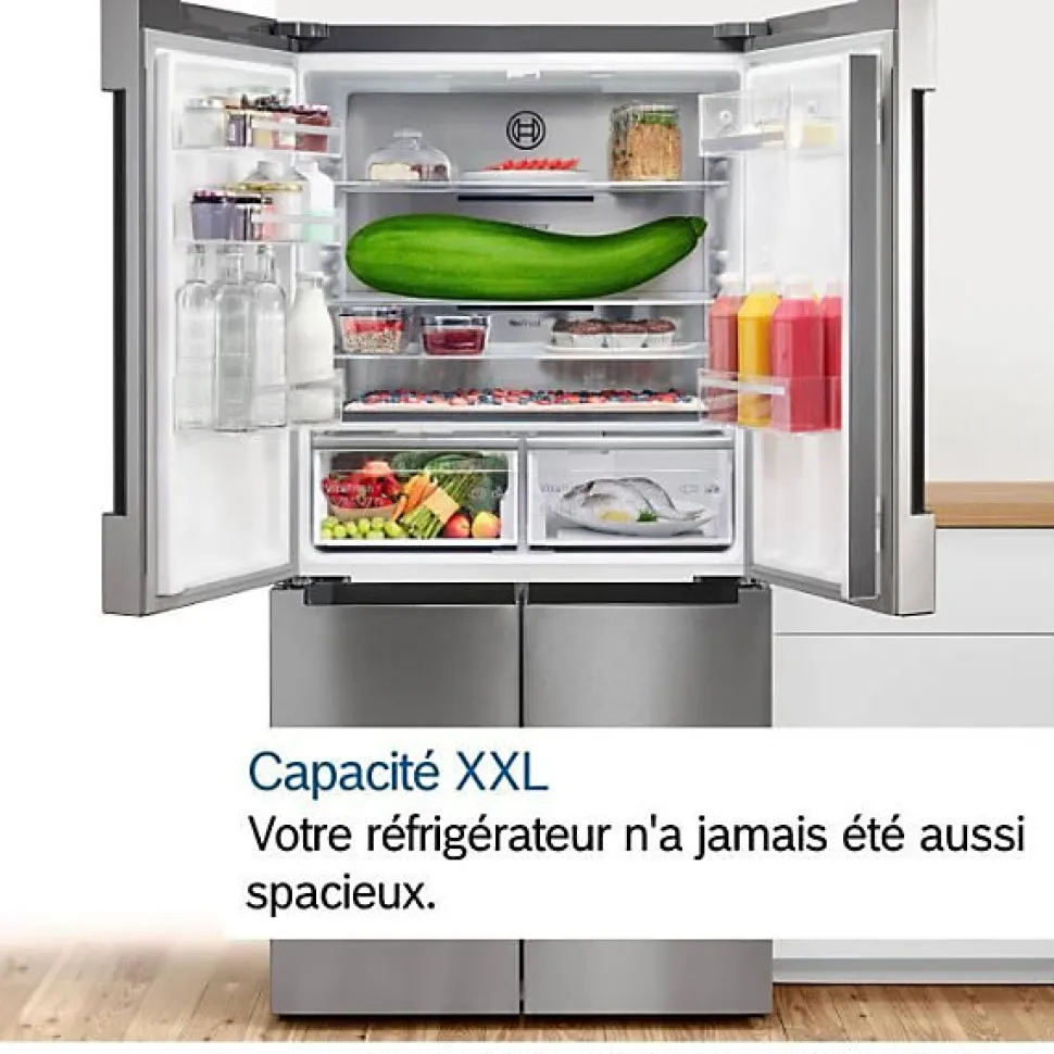 Réfrigérateur américain - BOSCH SER6 - KAD93AIDP - Machine a glaçons - Classe D - 562 L - 178,7 x 90,8 x 70,7 cm - Acier bro
