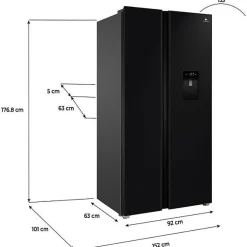 Réfrigérateur américain - CONTINENTAL EDISON - CERA505NFBD - 505 L - Classe D - 92 x 63 x 177 cm - Noir