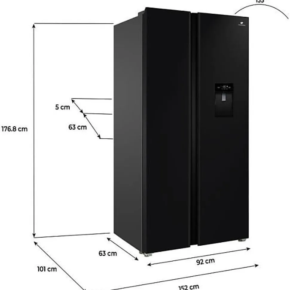 Réfrigérateur américain - CONTINENTAL EDISON - CERA505NFBD - 505 L - Classe D - 92 x 63 x 177 cm - Noir