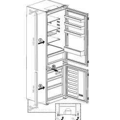 Réfrigérateur combiné - BEKO - 2 portes - Intégrable - 254 L (185 L + 69 L) - Froid ventilé - Classe E
