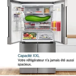 Réfrigérateur combiné - BOSCH SER4 - KFN96AXEA - Multi-portes - Classe E - 605 L - 183 x 90,5 x 73,1 cm - Acier brossé