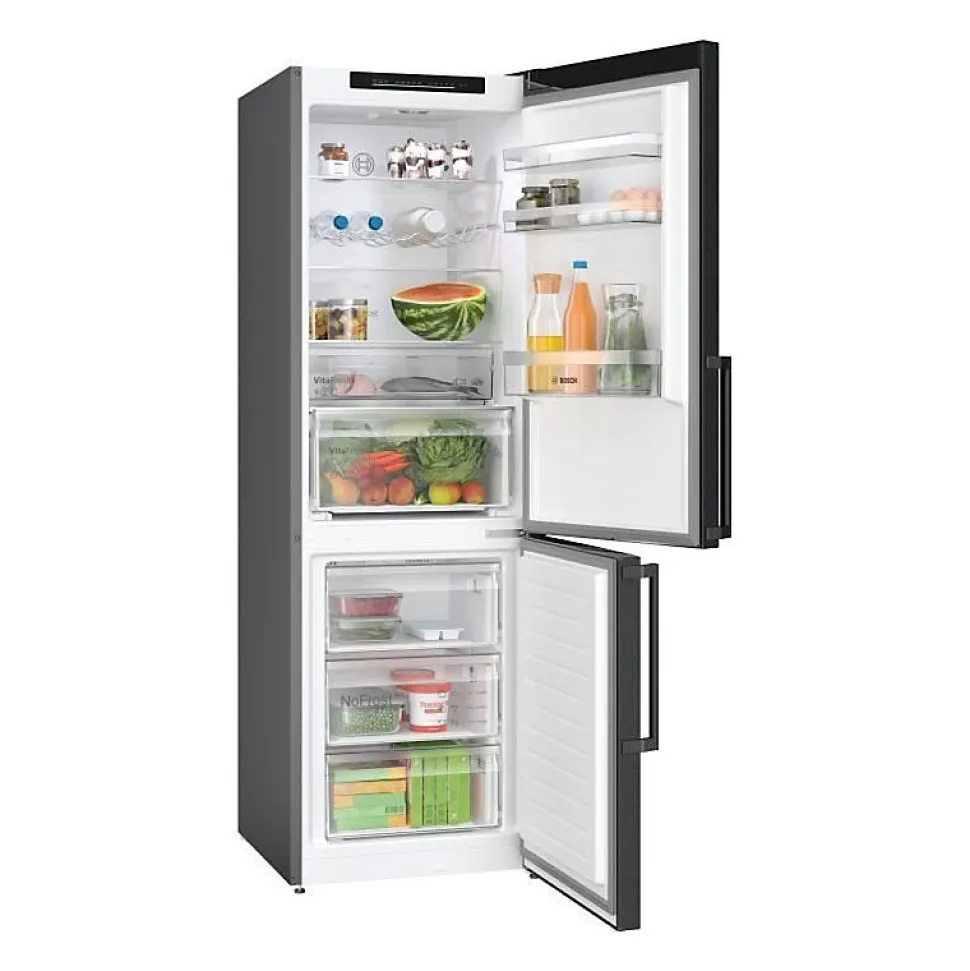 Réfrigérateur combiné - BOSCH - KGN36VXCT - Classe C - 321 L - 186 x 60 x 66,50 cm - Acier brossé noir