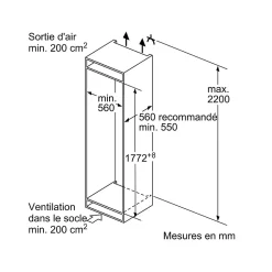 Réfrigérateur combiné intégrable à glissières 260l blanc Siemens KI86NNSE0