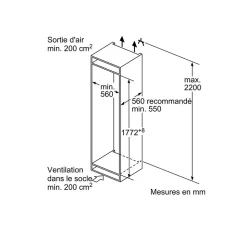 Réfrigérateur combiné intégrable à glissière 270l blanc Bosch KIV87NSE0