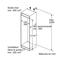 Réfrigérateur combiné intégrable à glissières 267l blanc Siemens KI86VNSE0