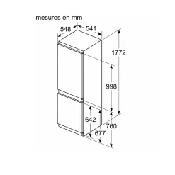 Réfrigérateur combiné intégrable à glissières 267l blanc Siemens KI86VNSE0