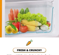 Réfrigérateur combiné 60L, double porte, congélateur 22L, classe E, -27C à 13C, jaune