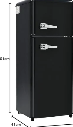 Réfrigérateur combiné 92L, double porte, congélateur 28L, moins 27 degrés à 13C, noir