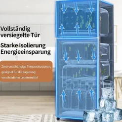 Réfrigérateur combiné 92L, double porte, congélateur 28L, moins 27 degrés à 13C, noir