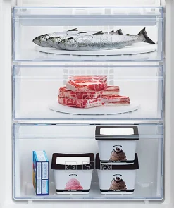 Réfrigérateur congélateur encastrable porte réversible Beko BCSA285K4SFN 193L / 78L, blanc