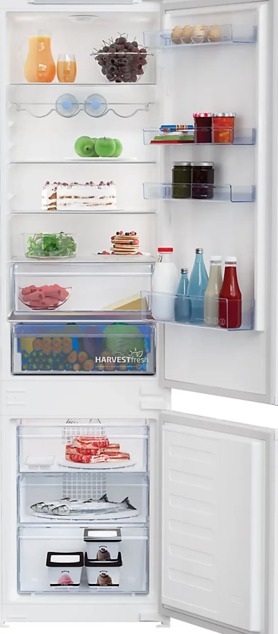 Réfrigérateur congélateur encastrable porte réversible Beko BCHA306E4SN 220L / 69L, blanc