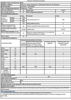 Réfrigérateur congélateur encastrable porte réversible Beko ICQFD373 193L / 69L, blanc