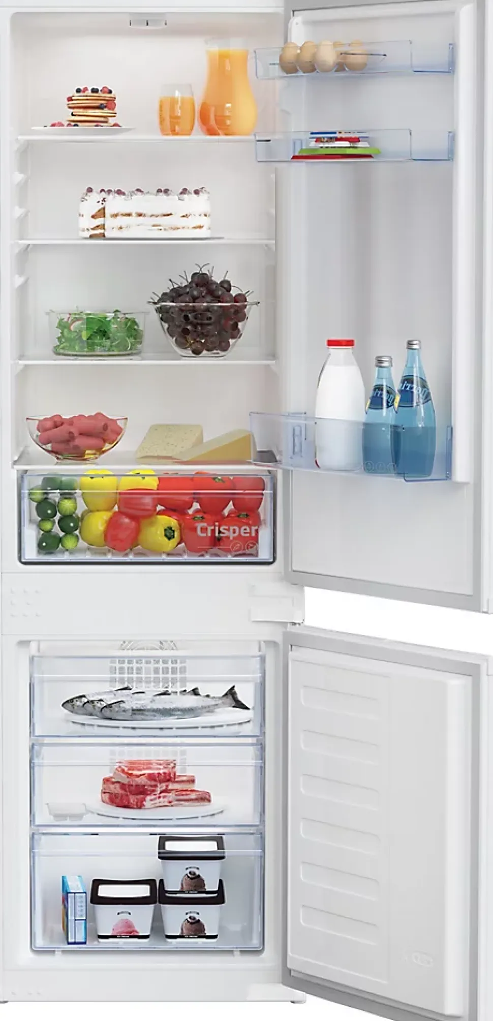 Réfrigérateur congélateur encastrable porte réversible Beko BCHA275K41SN 193L / 69L, blanc