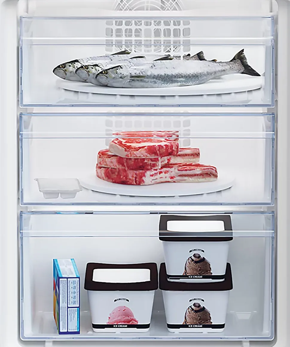 Réfrigérateur congélateur encastrable porte réversible Beko BCHA275K41SN 193L / 69L, blanc