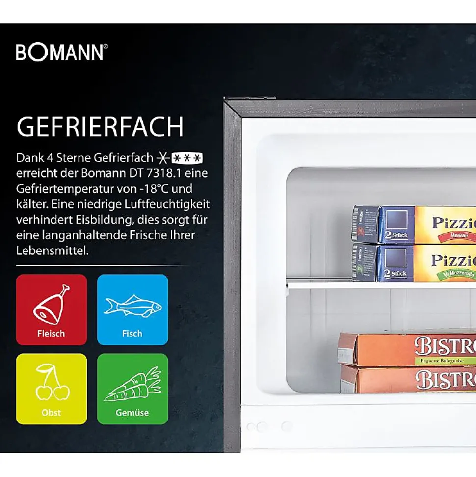Réfrigérateur et congélateur 206L blanc Bomann DT7318-1-blanc