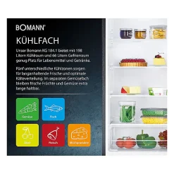 Réfrigérateur et congélateur 269L noir Bomann KG184-1-noir