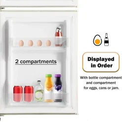 Réfrigérateur rétro avec congélateur, 86.8 x 45.5 cm, 2 portes,60 L de capacité, -27 C - 13 C , éclairage LED, blanc