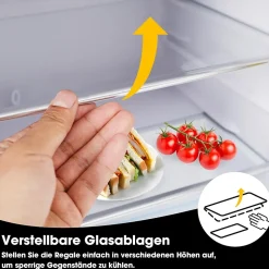 Réfrigérateur rétro 72L, double porte, congélateur 21L, LED, classe E, Noir